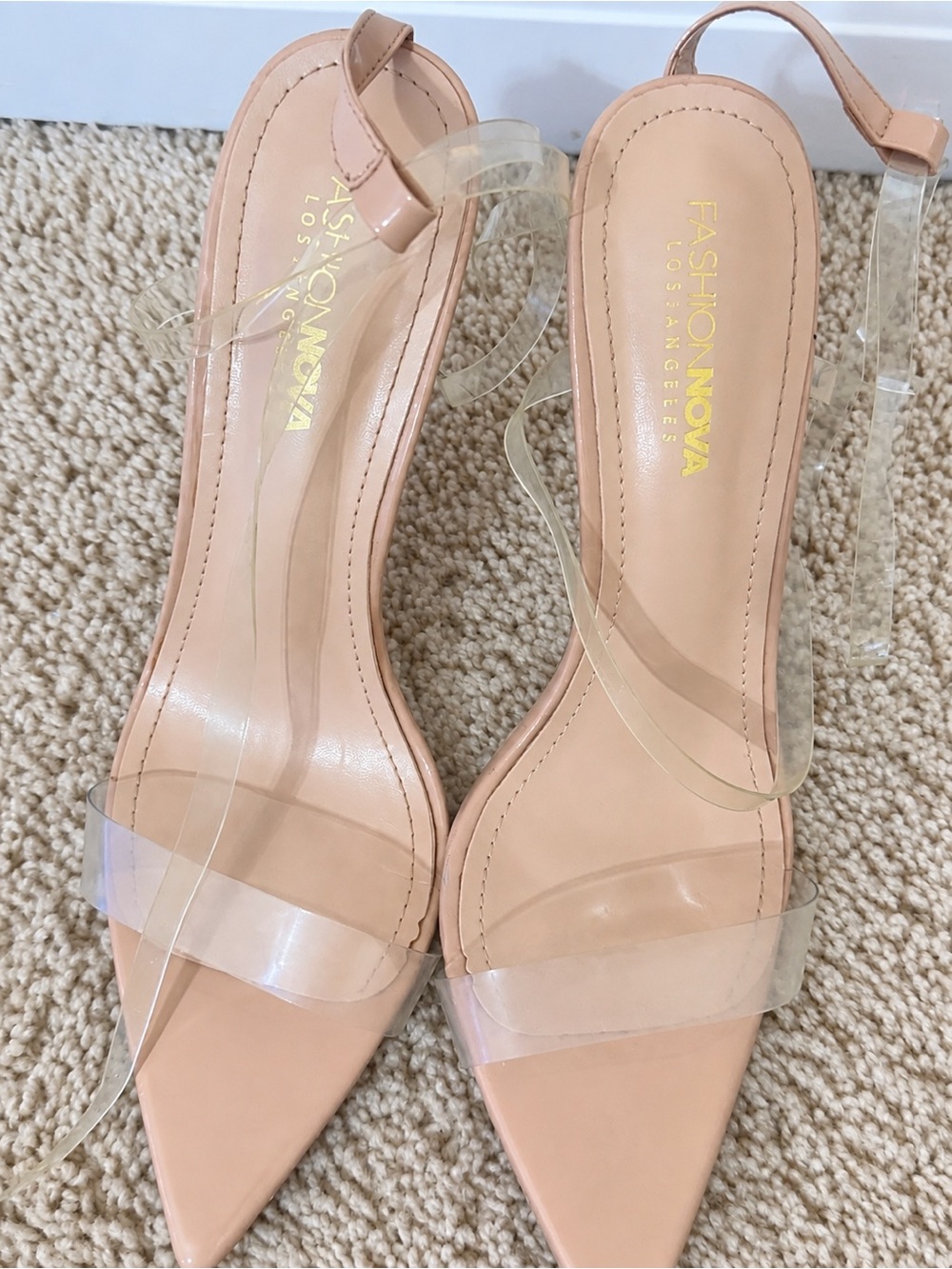 Nude Pointed Toe Clear Strap Stiletto Heels – Fashion Nova – Women’s Size 11